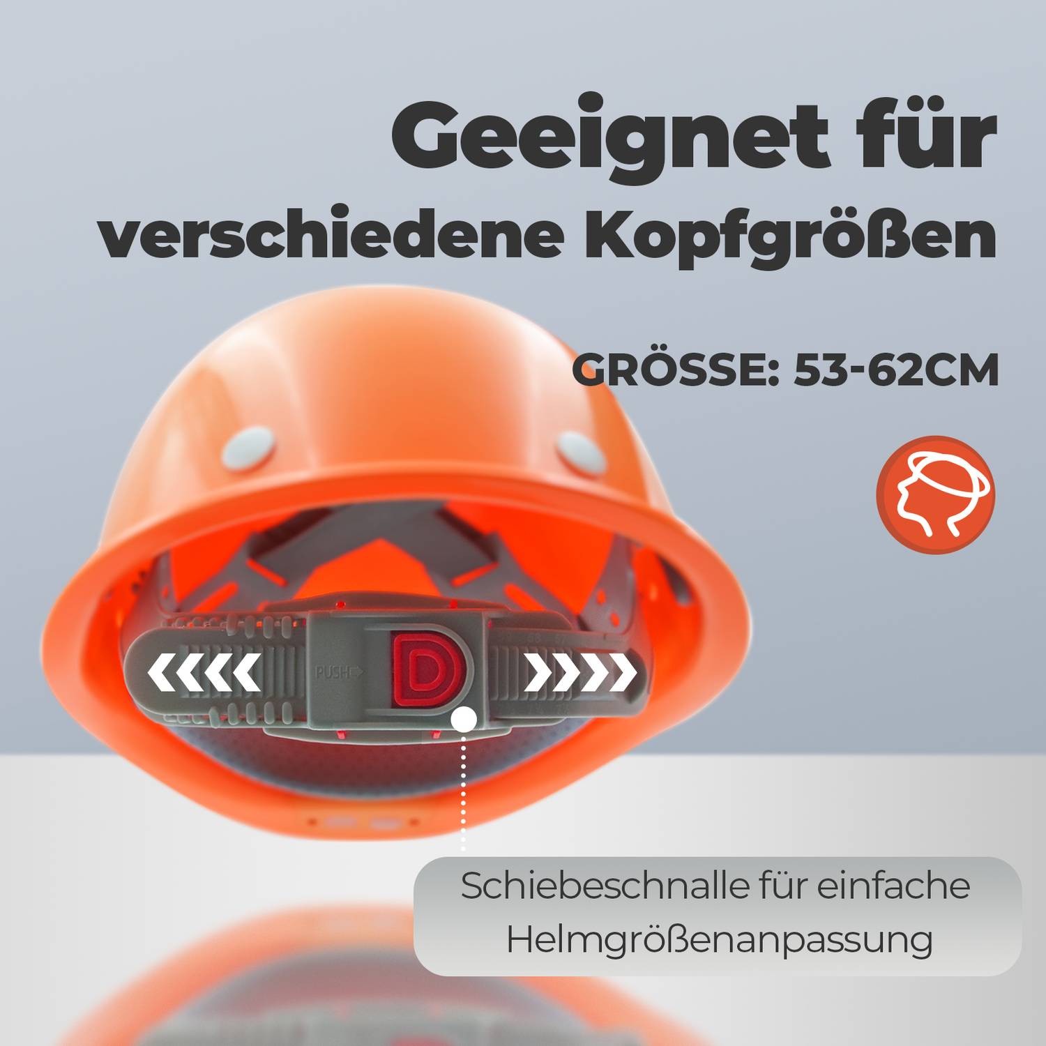 Mustbau MBU-ZC111-ORA Bauhelm,Schutzhelm,Arbeitshelm,Bauarbeiterhelm, USB-Ladegerät-Licht, 53-62cm Einstellbar