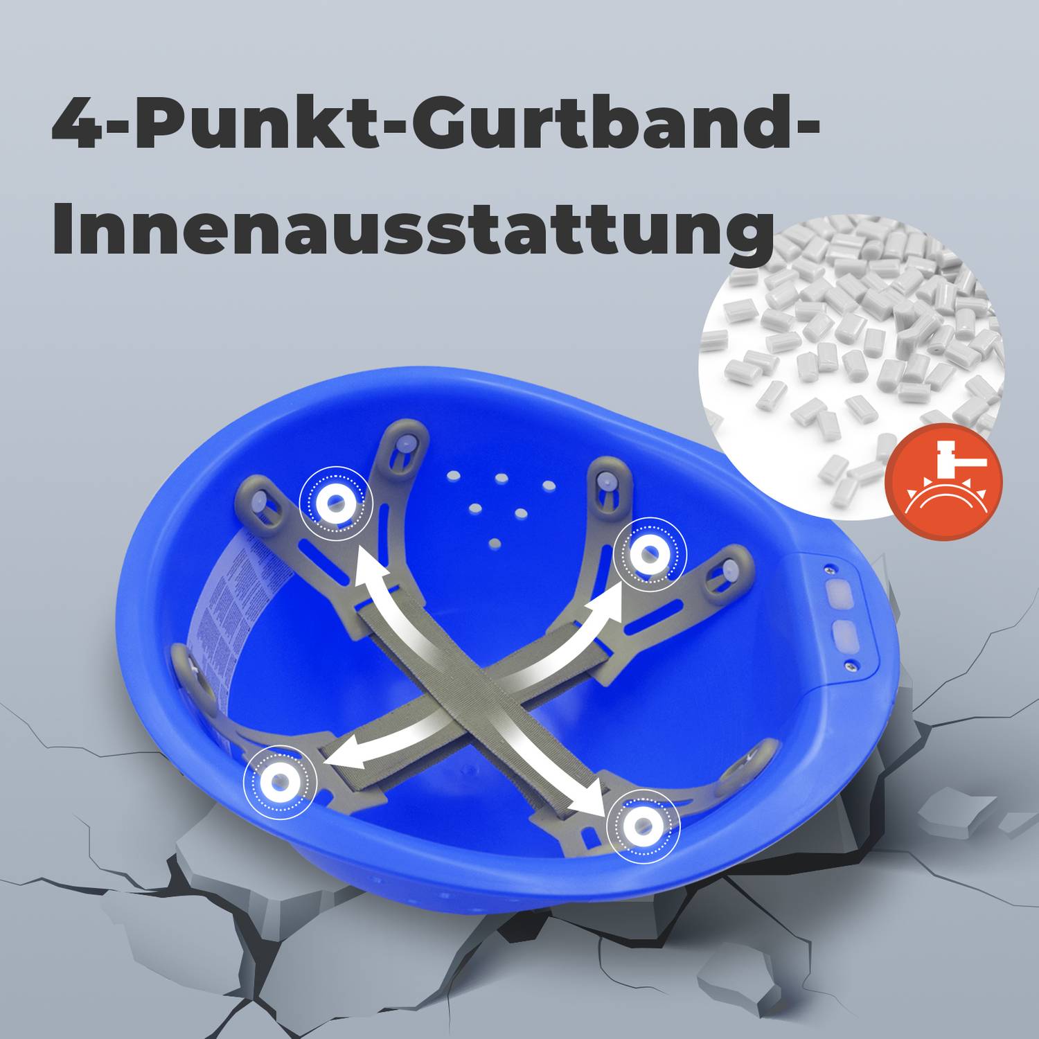 Mustbau MBU-ZC111-BLU Bauhelm,Schutzhelm,Arbeitshelm,Bauarbeiterhelm, USB-Ladegerät-Licht, 53-62cm Einstellbar