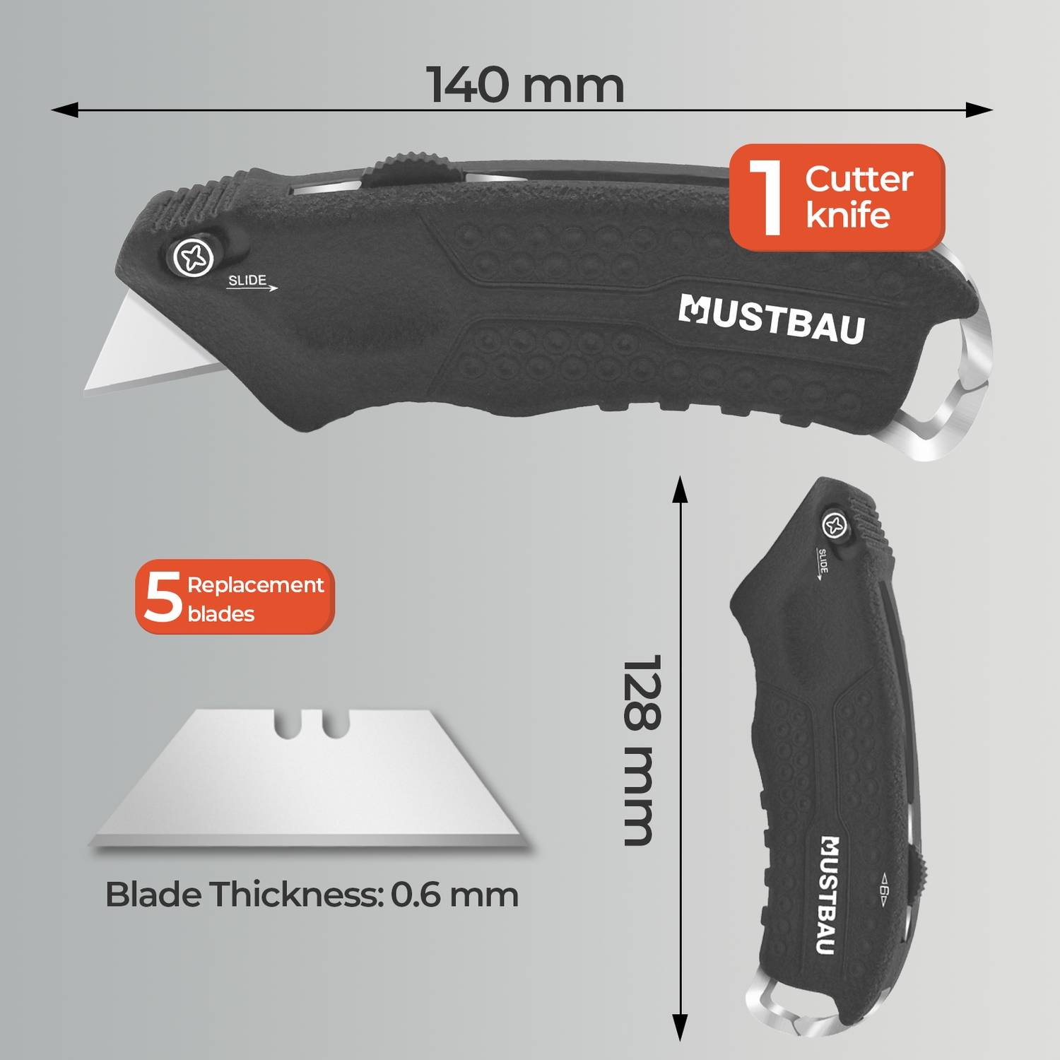Mustbau Taschenmesser Klappmesser mit 5 SK5 Klingen