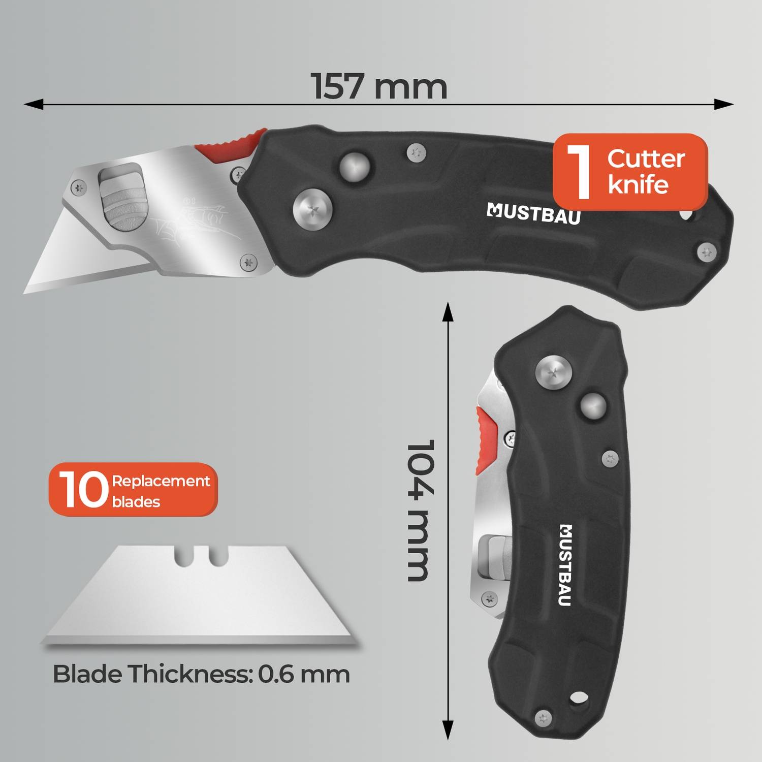 Mustbau Taschenmesser Klappmesser mit 10 rostfreie SK5 Klingen