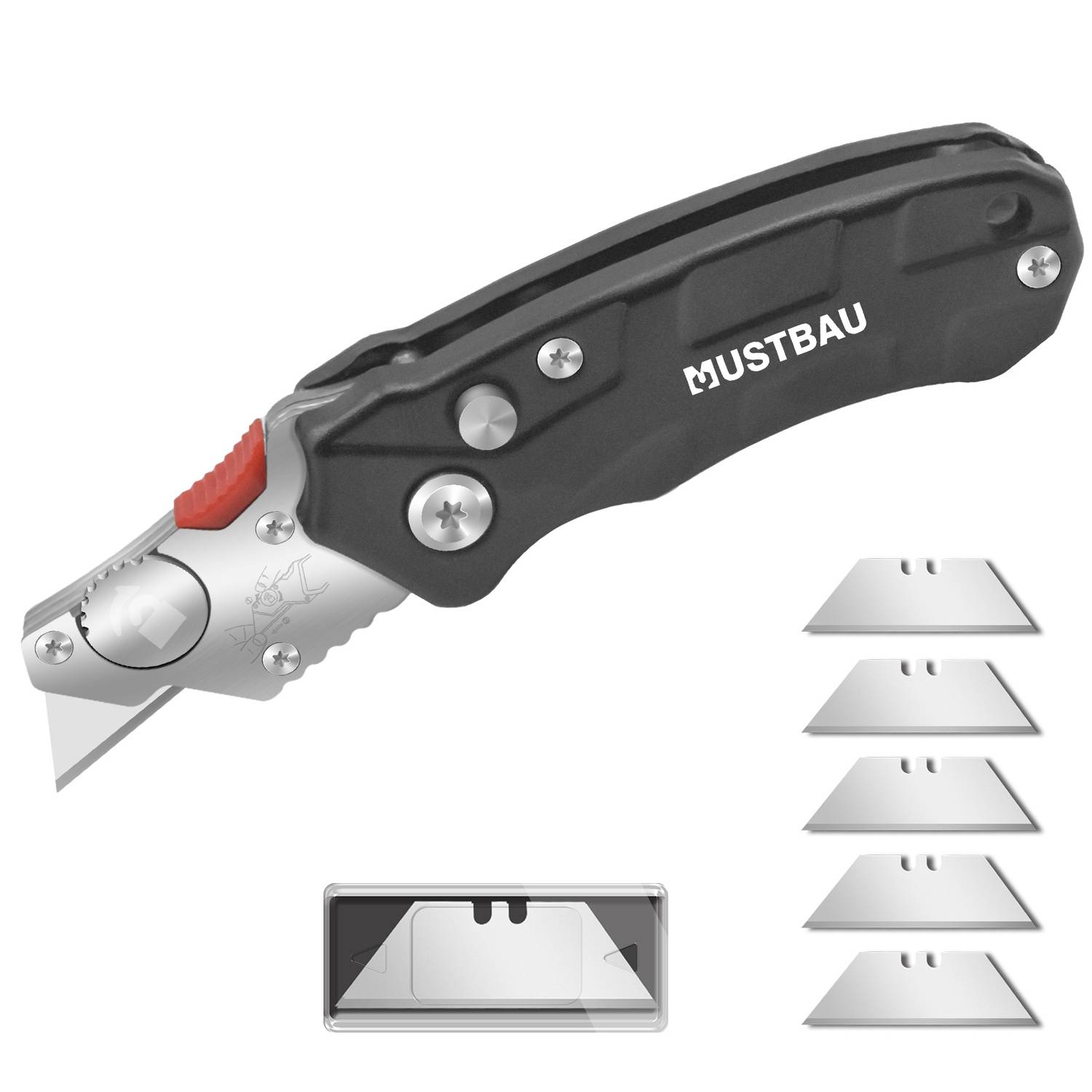 Mustbau Taschenmesser Klappmesser mit 5 zusätzlichen SK5 Klingen