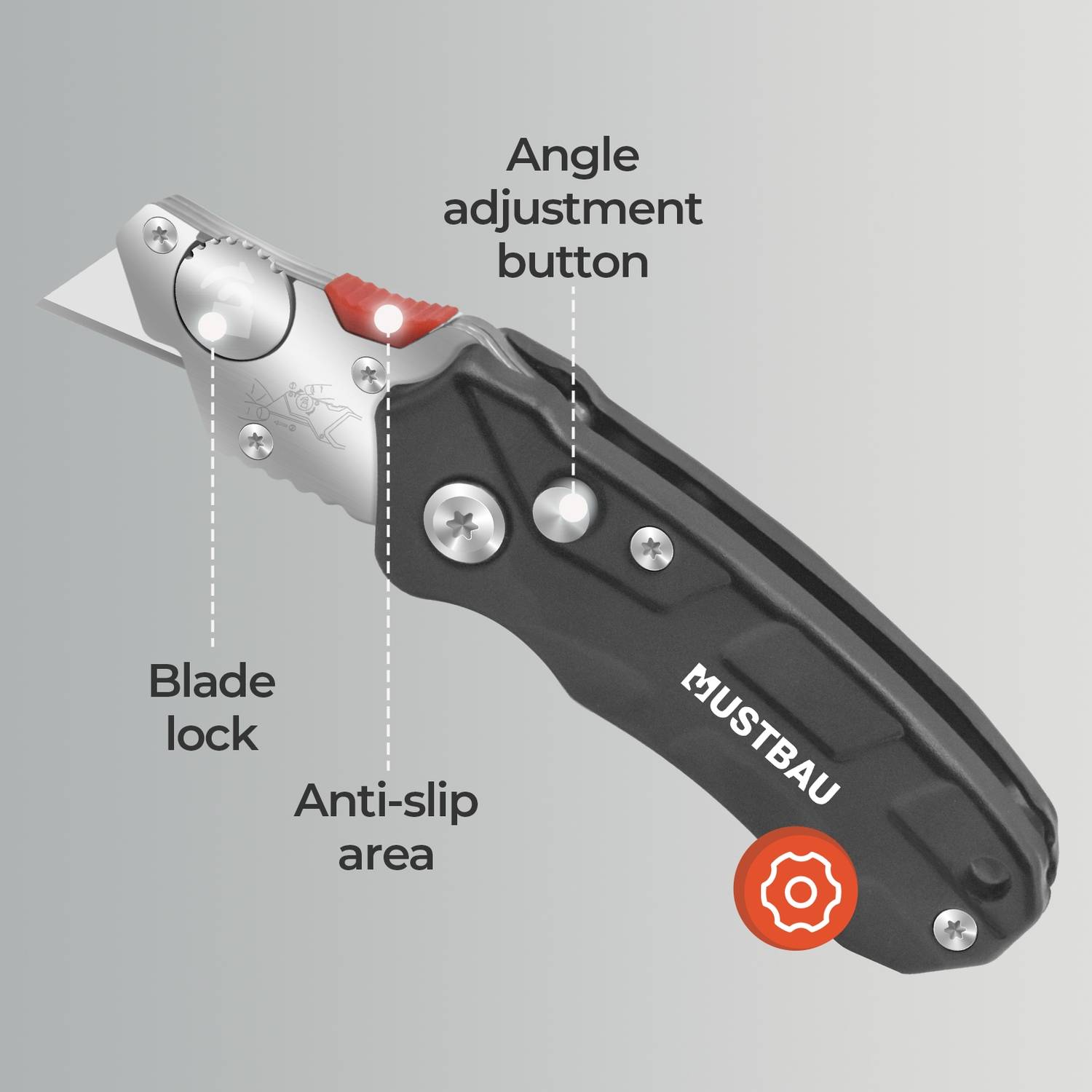 Mustbau Taschenmesser Klappmesser mit 5 zusätzlichen SK5 Klingen