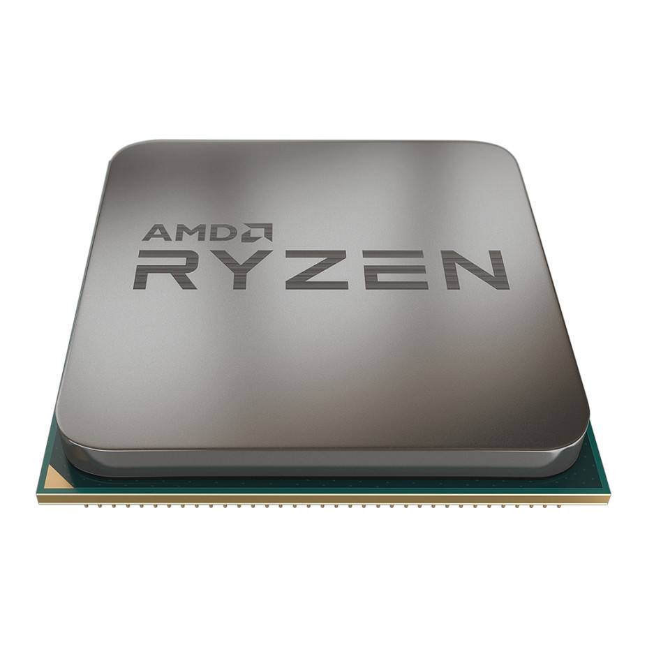 Eine Nahaufnahme eines AMD Ryzen-Prozessors, der das obere Metallgehäuse mit der eingravierte Aufschrift „AMD Ryzen