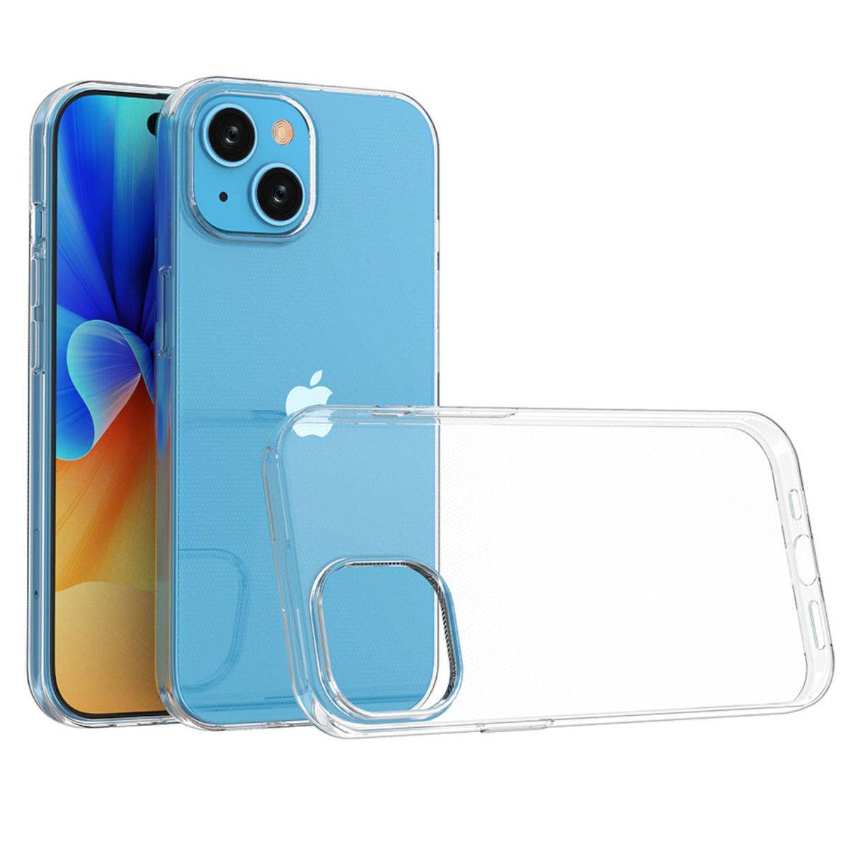 Für Apple iPhone 15 Silikon TPU Transparent Handy Tasche Hülle Case