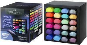 FABER-CASTELL Textmarker TEXTLINER 1546, 24er Deskset abgeschrägte Spitze, Strichstärke: 1,0