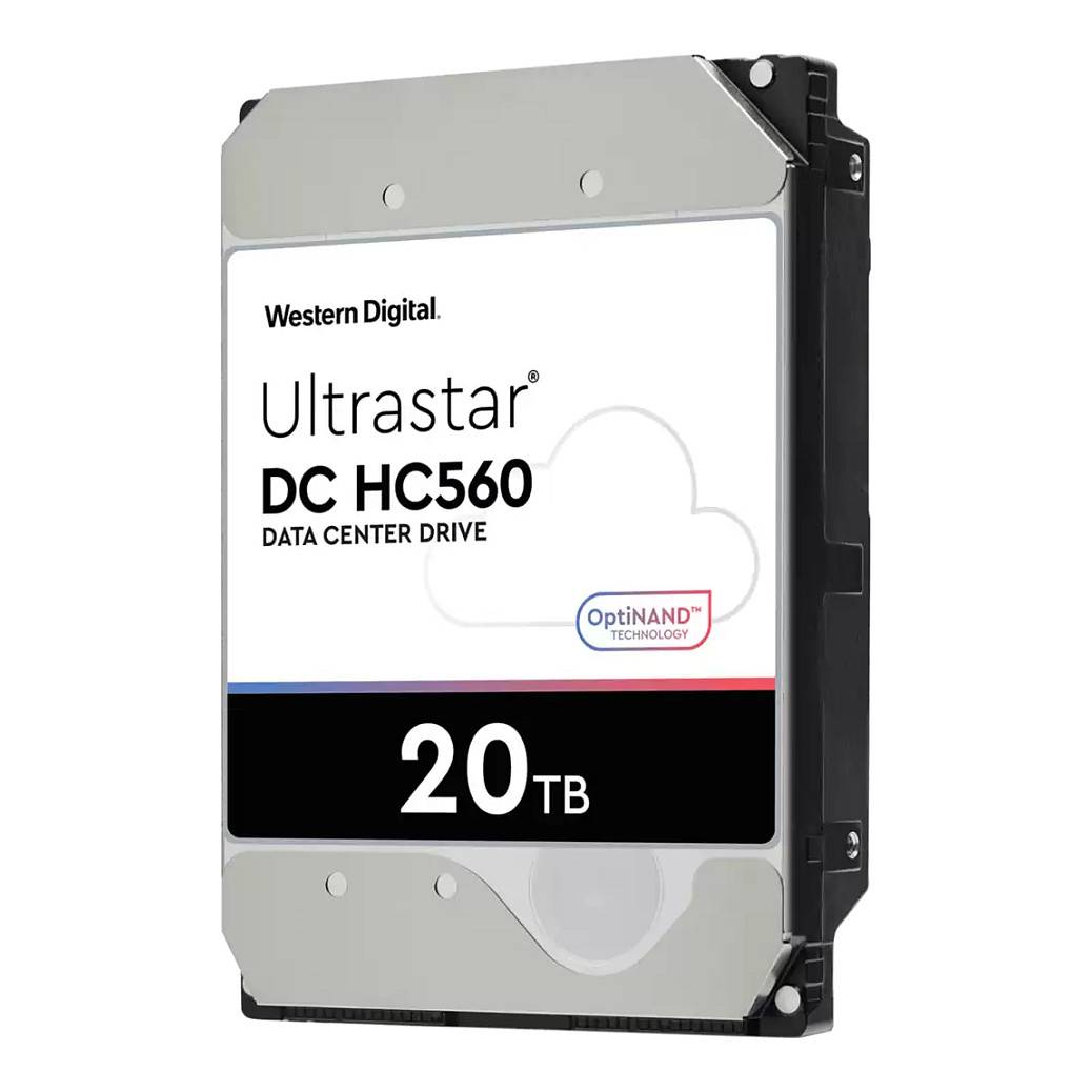 Festplattenabbild mit Etikett „Western Digital Ultrastar DC HC560, 20TB, Data Center Drive.