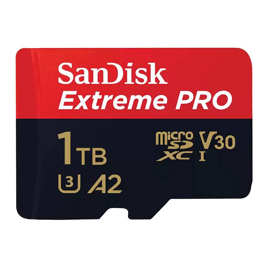 SanDisk Extreme PRO microSD-Karte, 1TB Speicherkapazität, U3, A2, V30 Geschwindigkeitsklasse, geeignet für hochgeschwindigkeitige Datenübertragung und Speicherung.