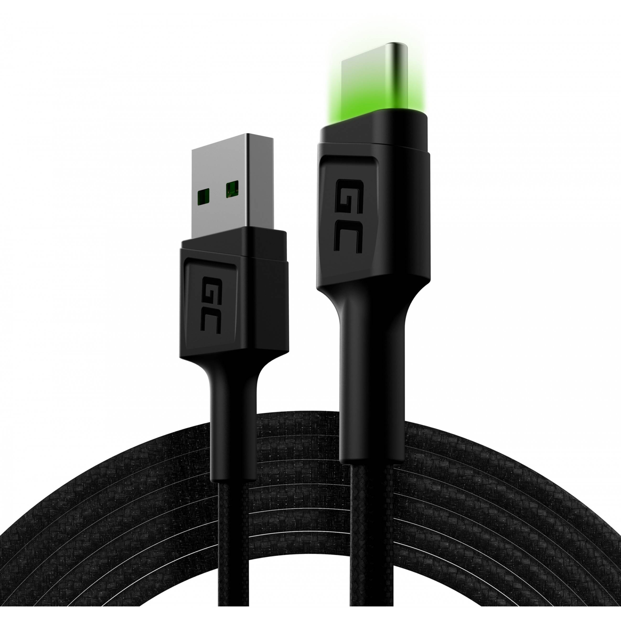 Green Cell USB-C > USB-A 2.0 (ST-ST) 2m Ladekabel LED Schwarz Kabel & Adapter USB USB C