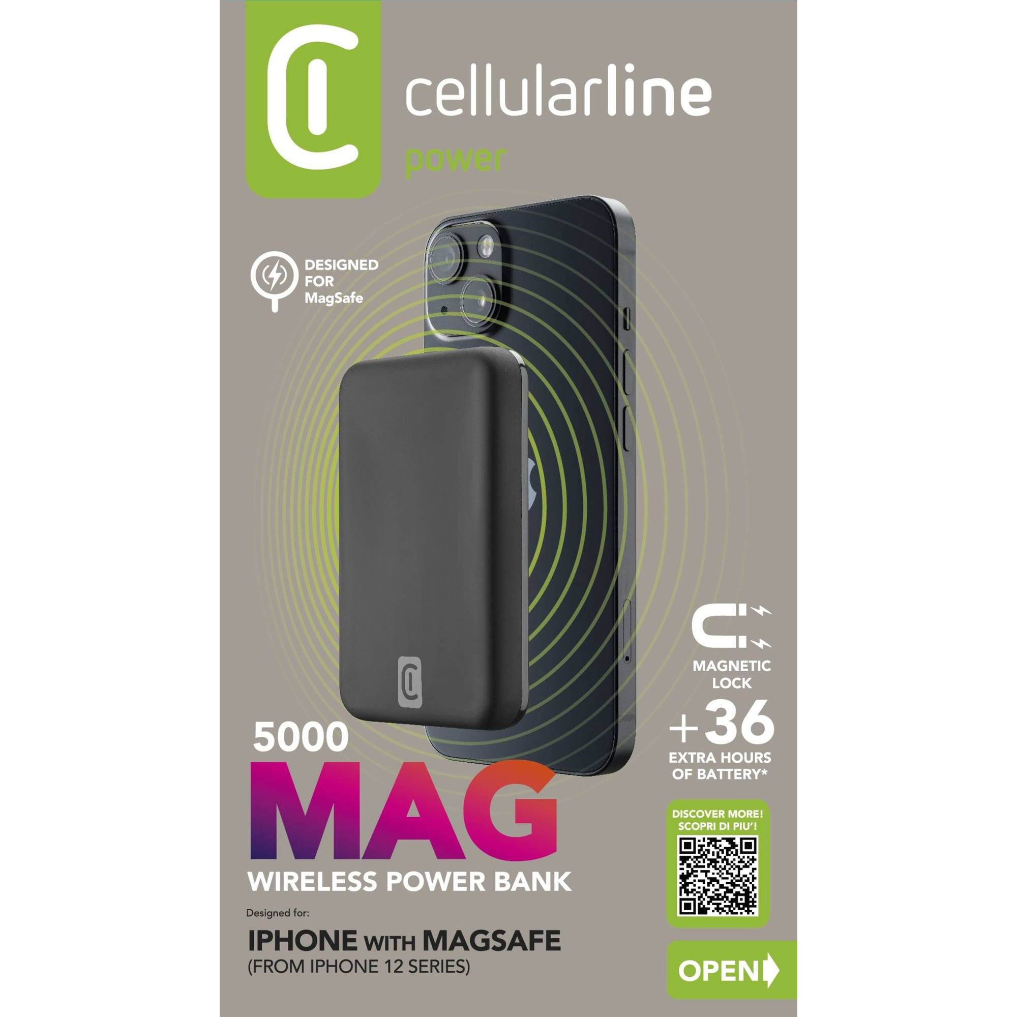 cellularline Powerbank PBMAGSFCOL5000WIRK 5.000mAh sw