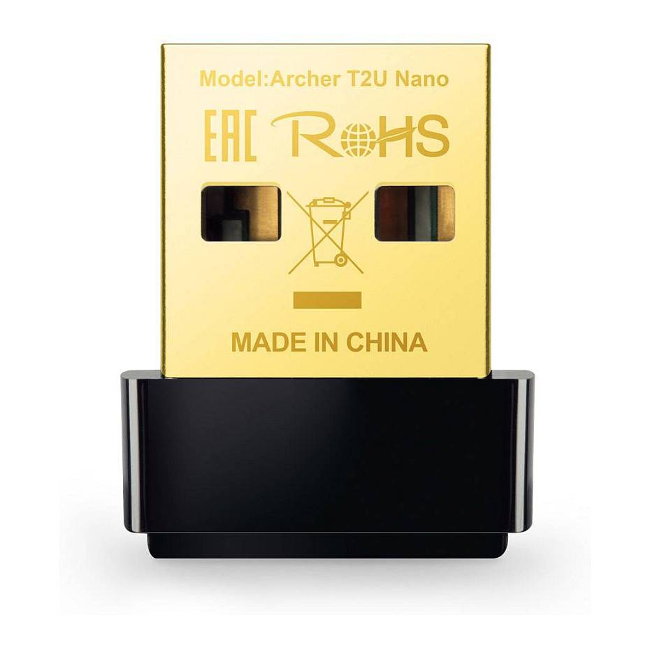 USB-Wi-Fi-Adapter, Modell Archer T2U Nano, mit EAC- und RoHS-Zertifizierung, gekennzeichnet mit „Made in China