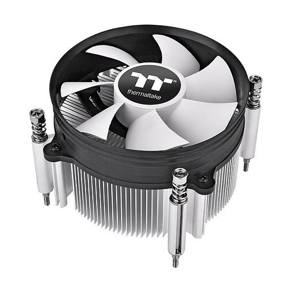 Ein Computer-CPU-Kühler mit einem schwarz-weißen Lüfter mit der Bezeichnung 