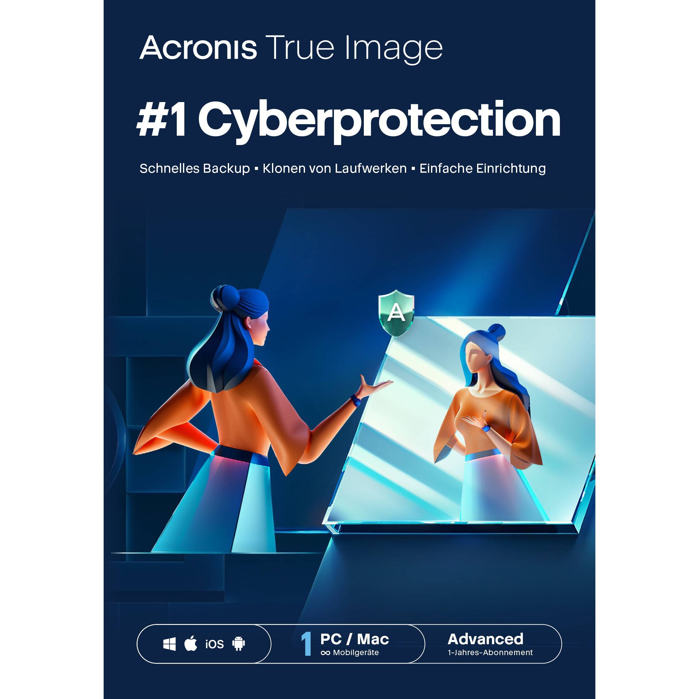 Acronis True Image Advanced - 1 Computer + 500 GB Cloud Storage - 1 year Subscription - Software
