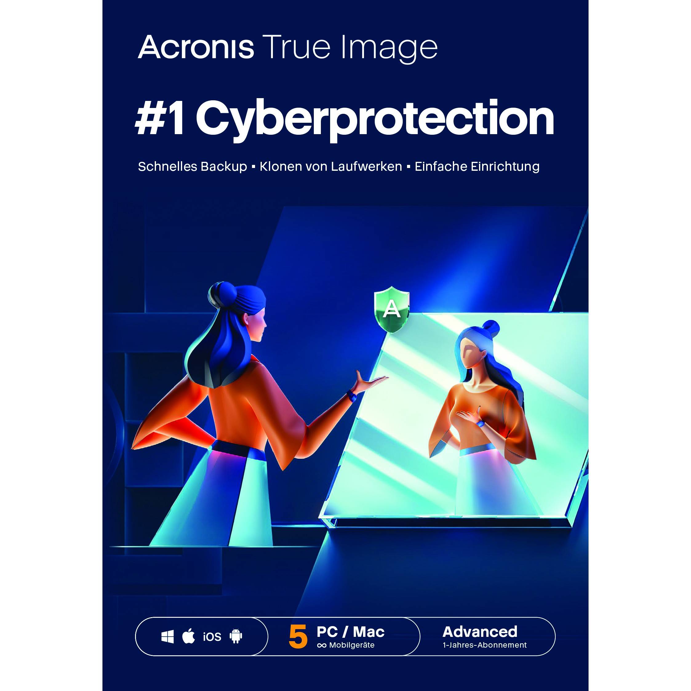 Acronis True Image Advanced - 5 Computers + 500 GB Cloud Storage - 1 year Subscription - Software