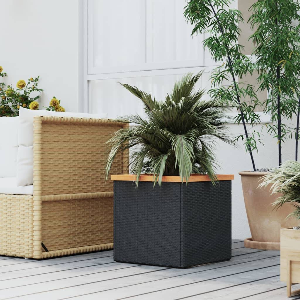 vidaXL Pflanzkübel Schwarz 40x40x40 cm Poly Rattan