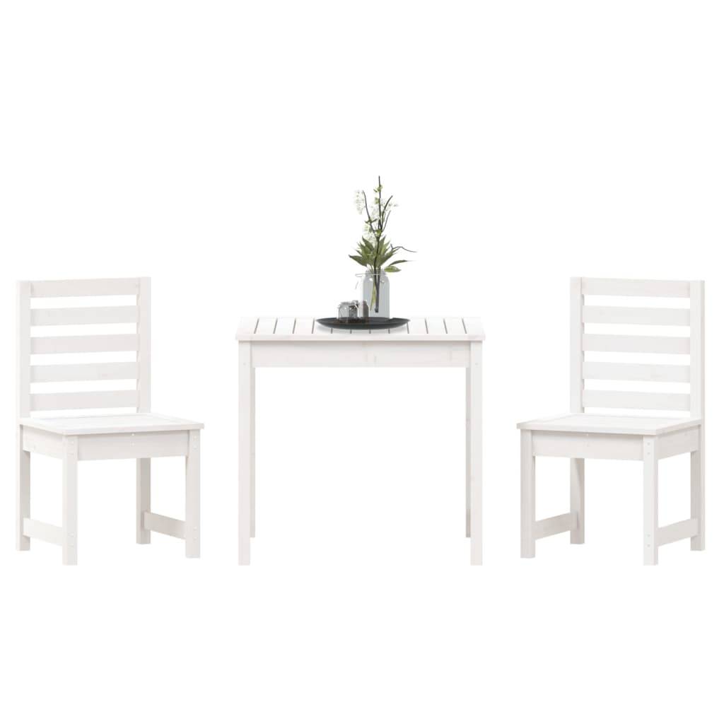 vidaXL 3-tlg. Garten-Bistro-Set Weiß Massivholz Kiefer