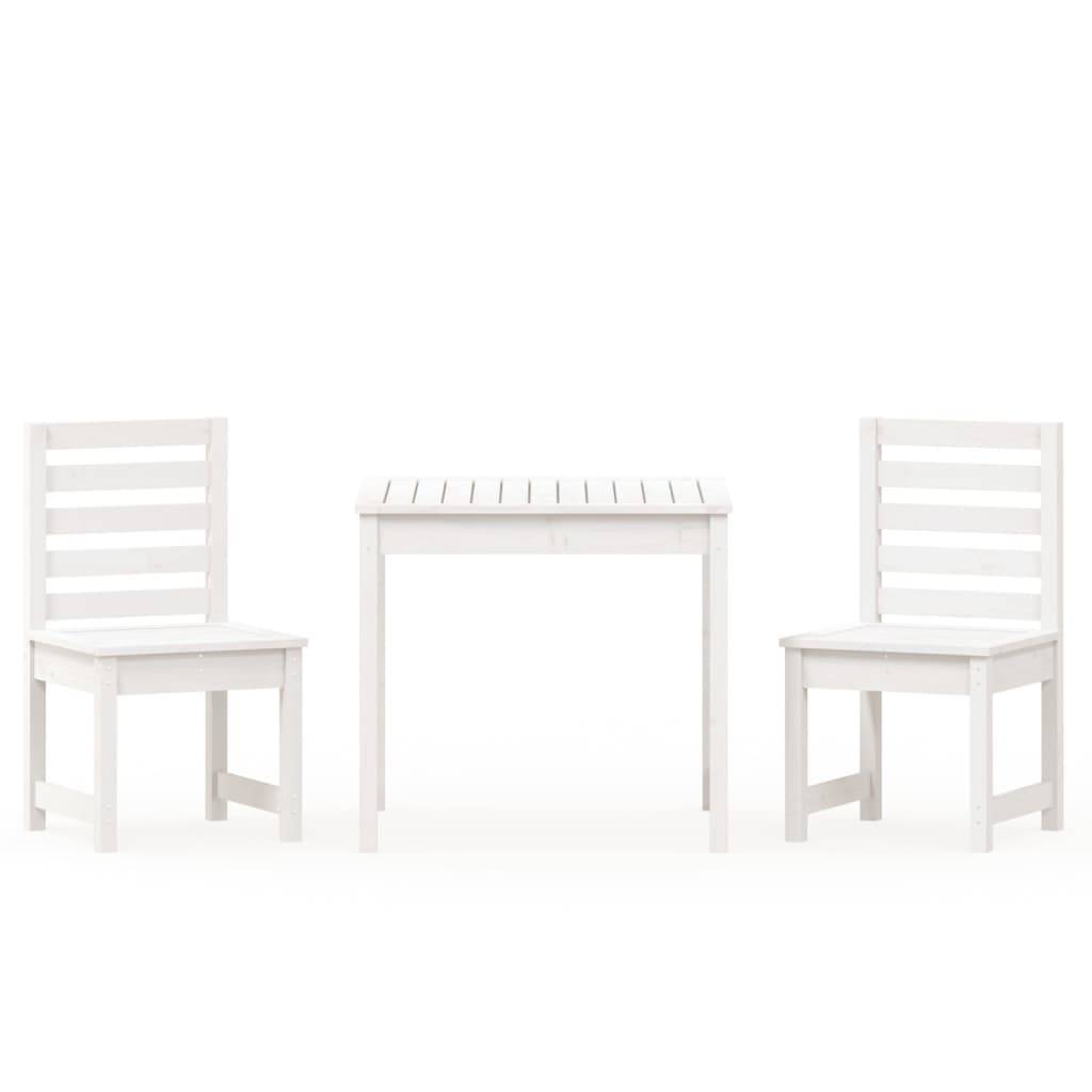 vidaXL 3-tlg. Garten-Bistro-Set Weiß Massivholz Kiefer
