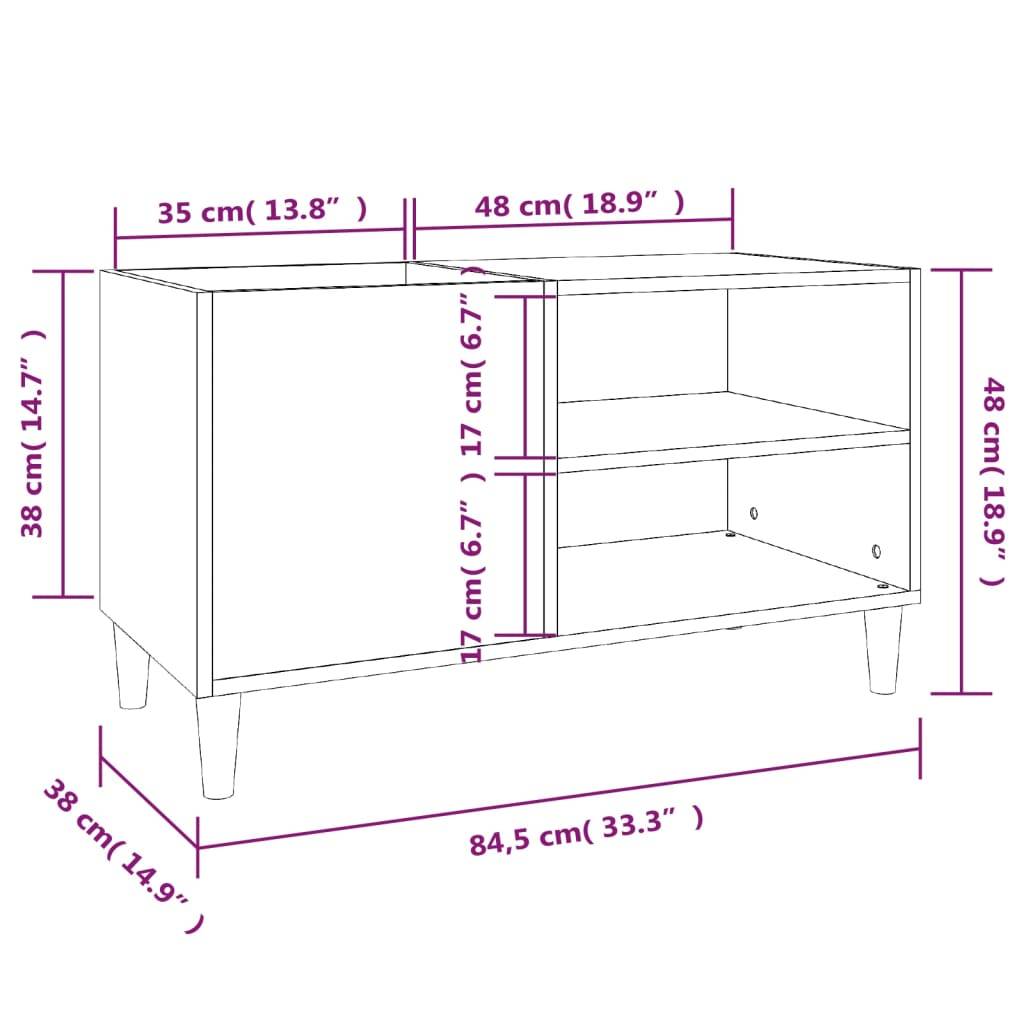 vidaXL Plattenschrank Hochglanz-Weiß 84,5x38x48 cm Holzwerkstoff