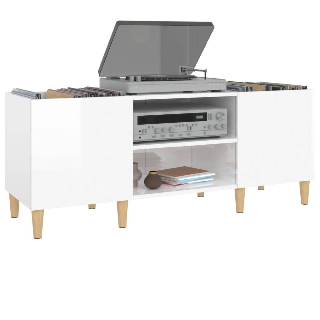 vidaXL Plattenschrank Hochglanz-Weiß 121x38x48 cm Holzwerkstoff