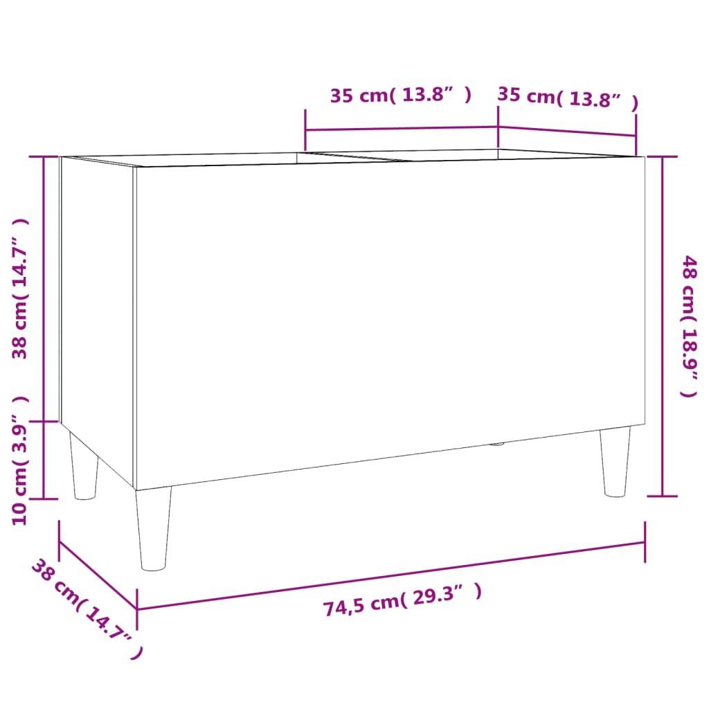 vidaXL Plattenschrank Schwarz 74,5x38x48 cm Holzwerkstoff