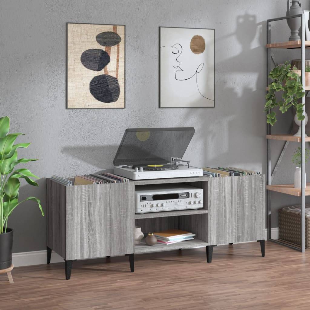 vidaXL Plattenschrank Grau Sonoma 121x38x48 cm Holzwerkstoff