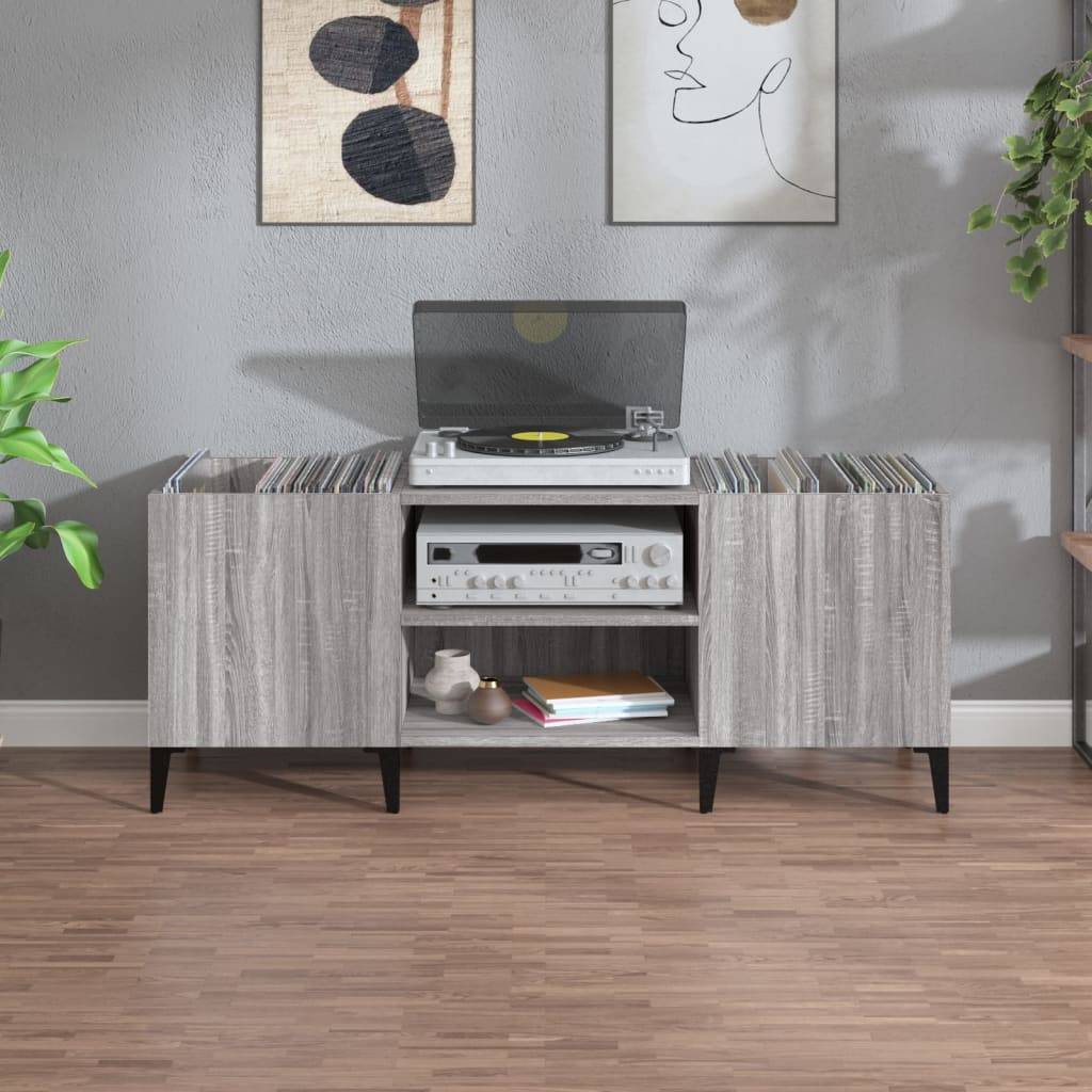 vidaXL Plattenschrank Grau Sonoma 121x38x48 cm Holzwerkstoff