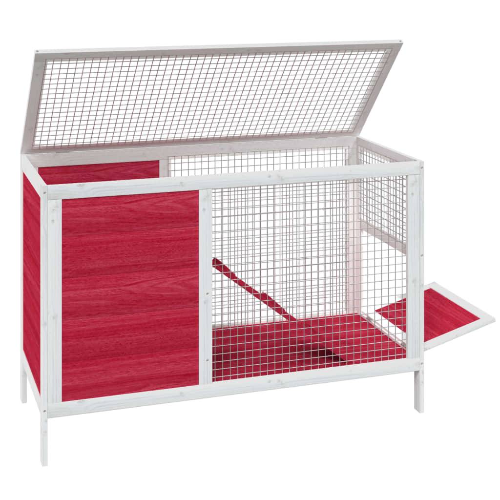 vidaXL Kaninchenstall Rot 103x44x69,5 cm Massivholz Kiefer