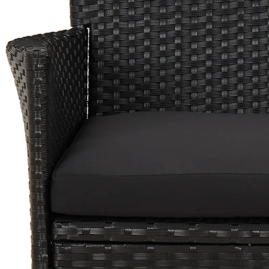 vidaXL 5-tlg. Garten-Essgruppe mit Kissen Schwarz Poly Rattan