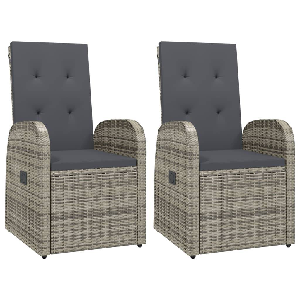 vidaXL 3-tlg. Garten-Essgruppe mit Kissen Grau Poly Rattan