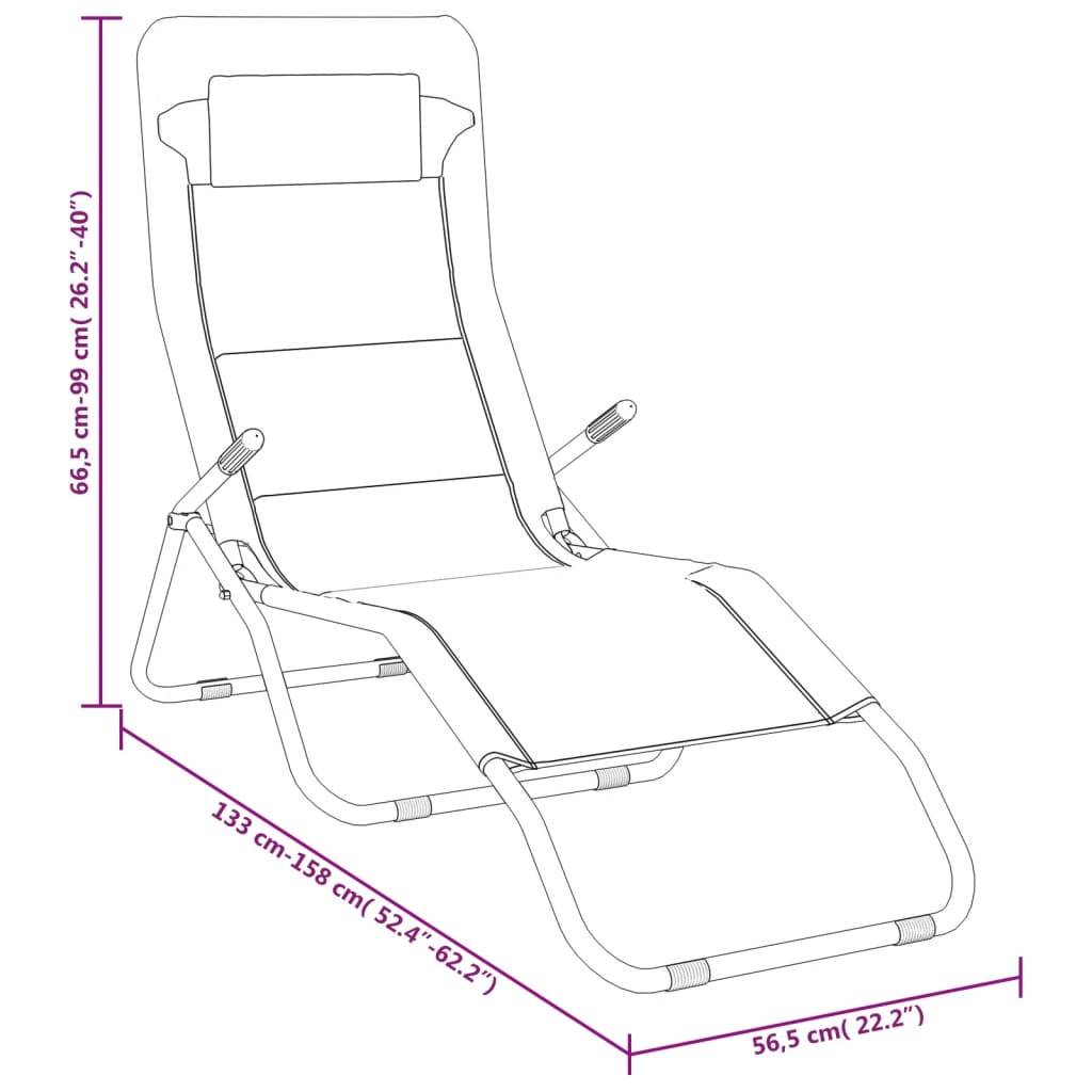 vidaXL Sonnenliegen 2 Stk. Creme Textilene & Pulverbeschichteter Stahl