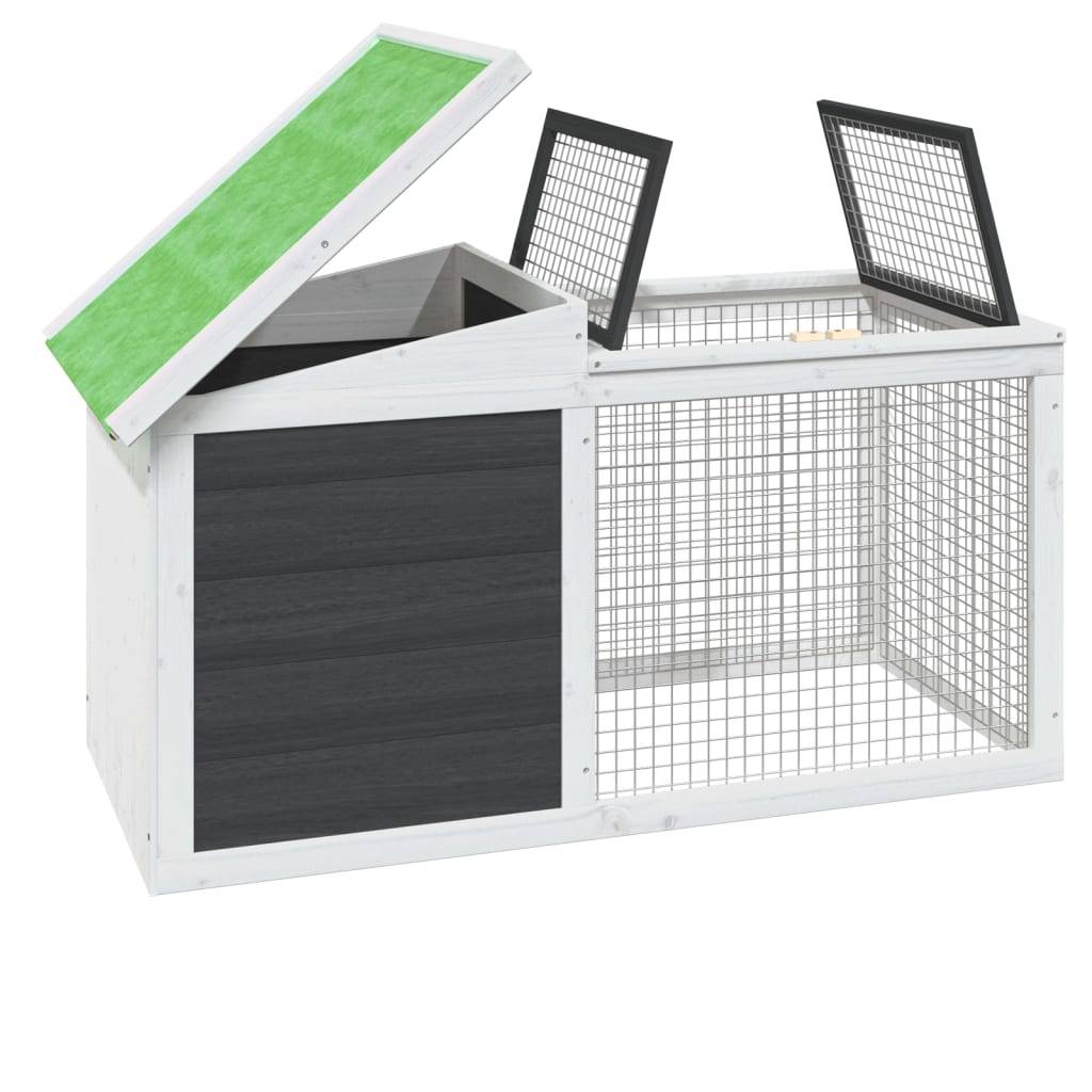vidaXL Kaninchenstall Grau 100,5x54x55 cm Massivholz Kiefer