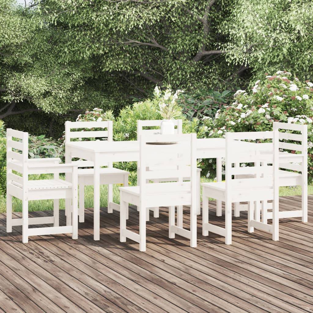 vidaXL 7-tlg. Garten-Essgruppe Weiß Massivholz Kiefer