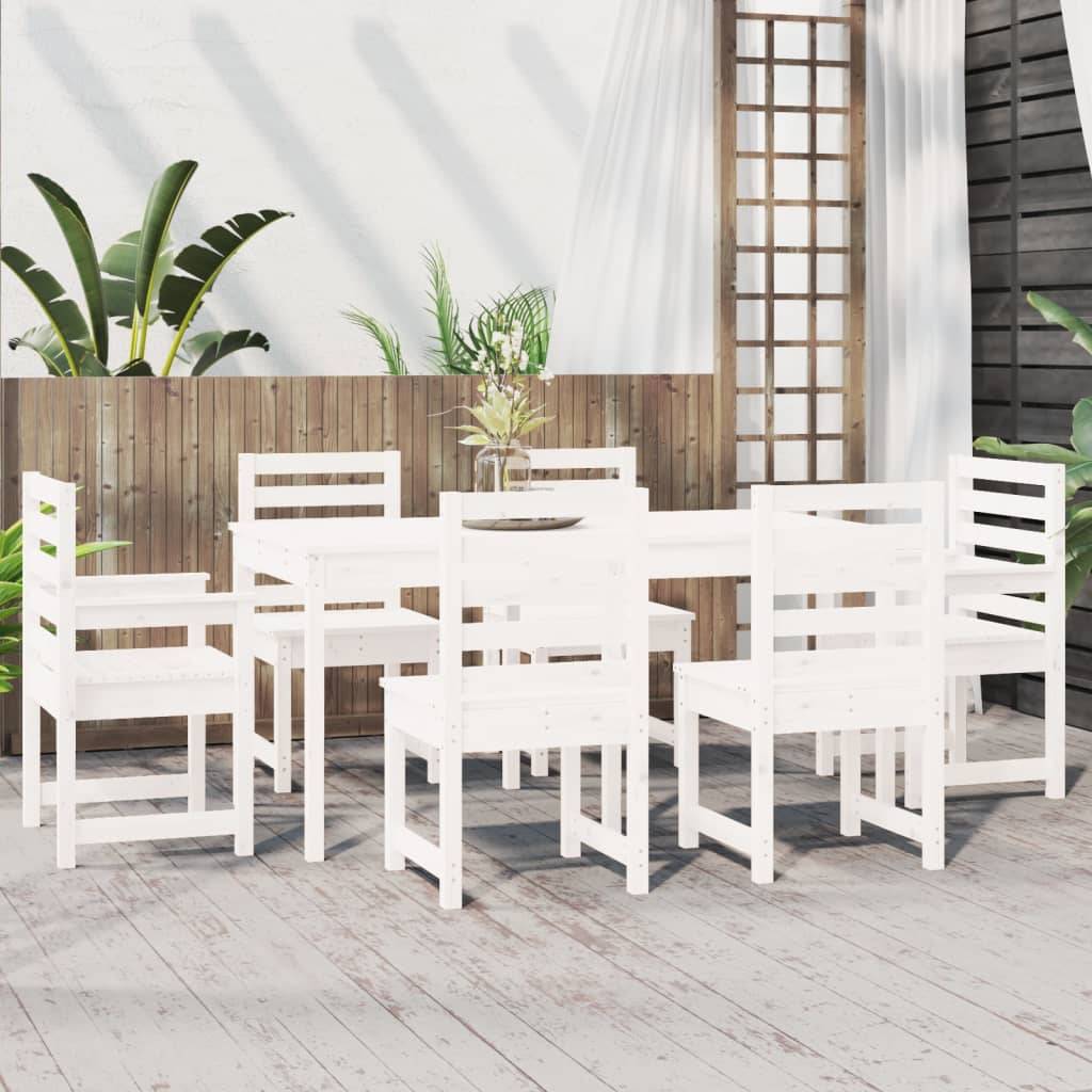 vidaXL 7-tlg. Garten-Essgruppe Weiß Massivholz Kiefer