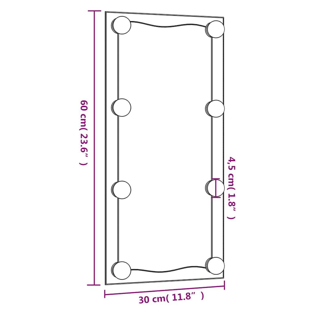 vidaXL Wandspiegel mit LED-Leuchten 30x60 cm Glas Rechteckig