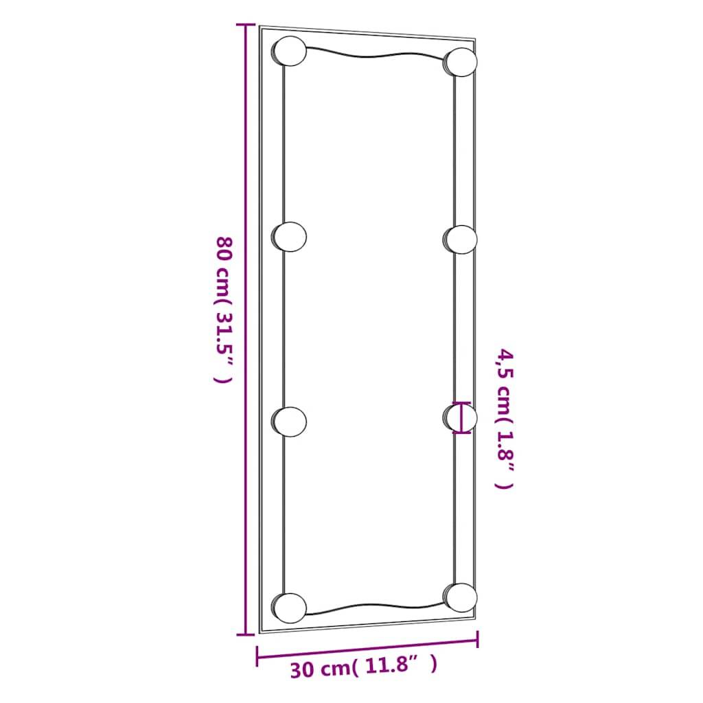 vidaXL Wandspiegel mit LED-Leuchten 30x80 cm Glas Rechteckig