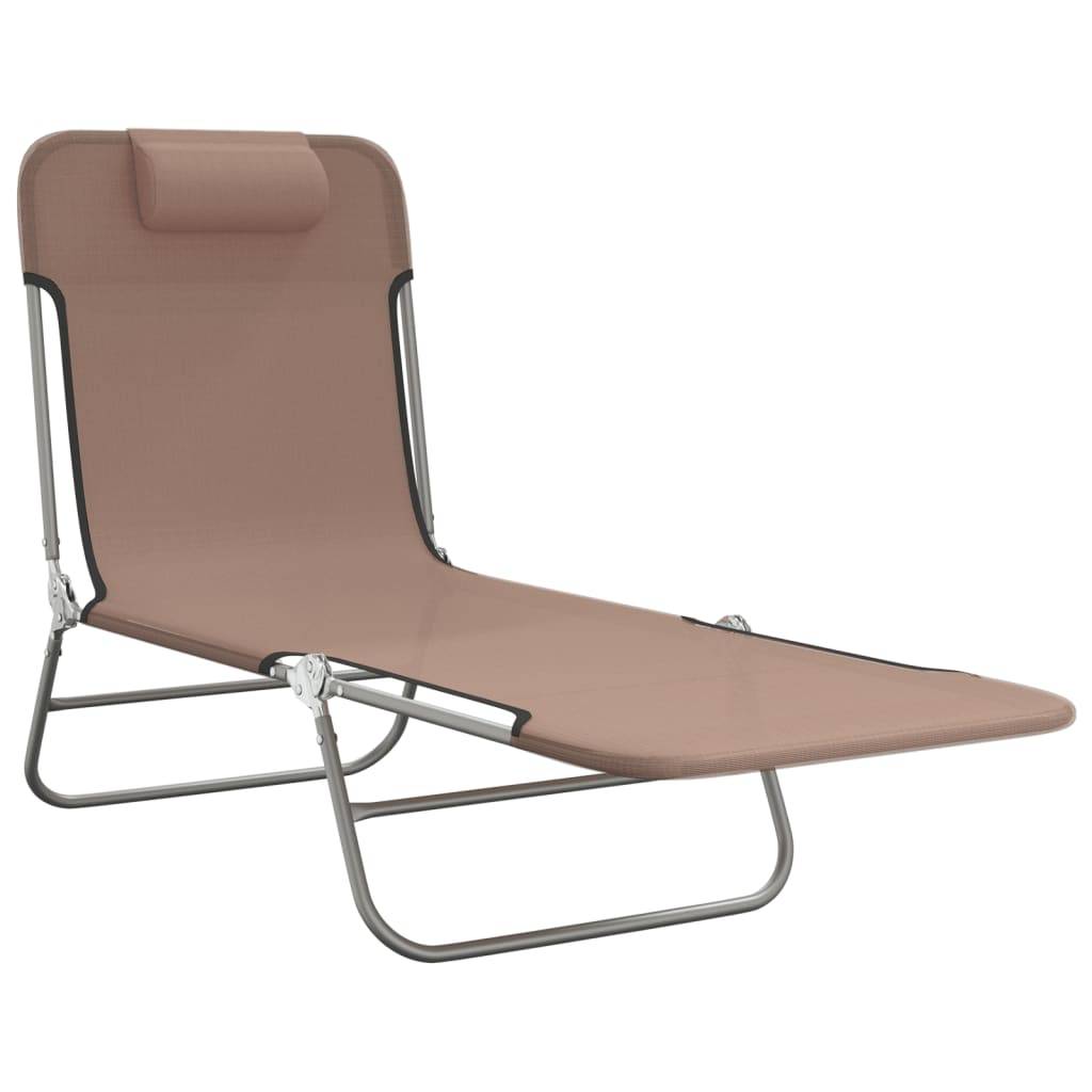vidaXL Sonnenliegen Klappbar 2 Stk. Braun Textilene und Stahl