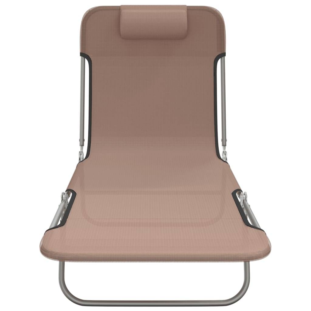 vidaXL Sonnenliegen Klappbar 2 Stk. Braun Textilene und Stahl