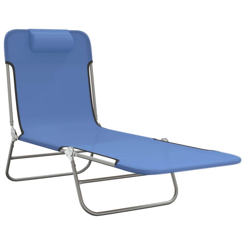 vidaXL Sonnenliegen Klappbar 2 Stk. Blau Textilene und Stahl