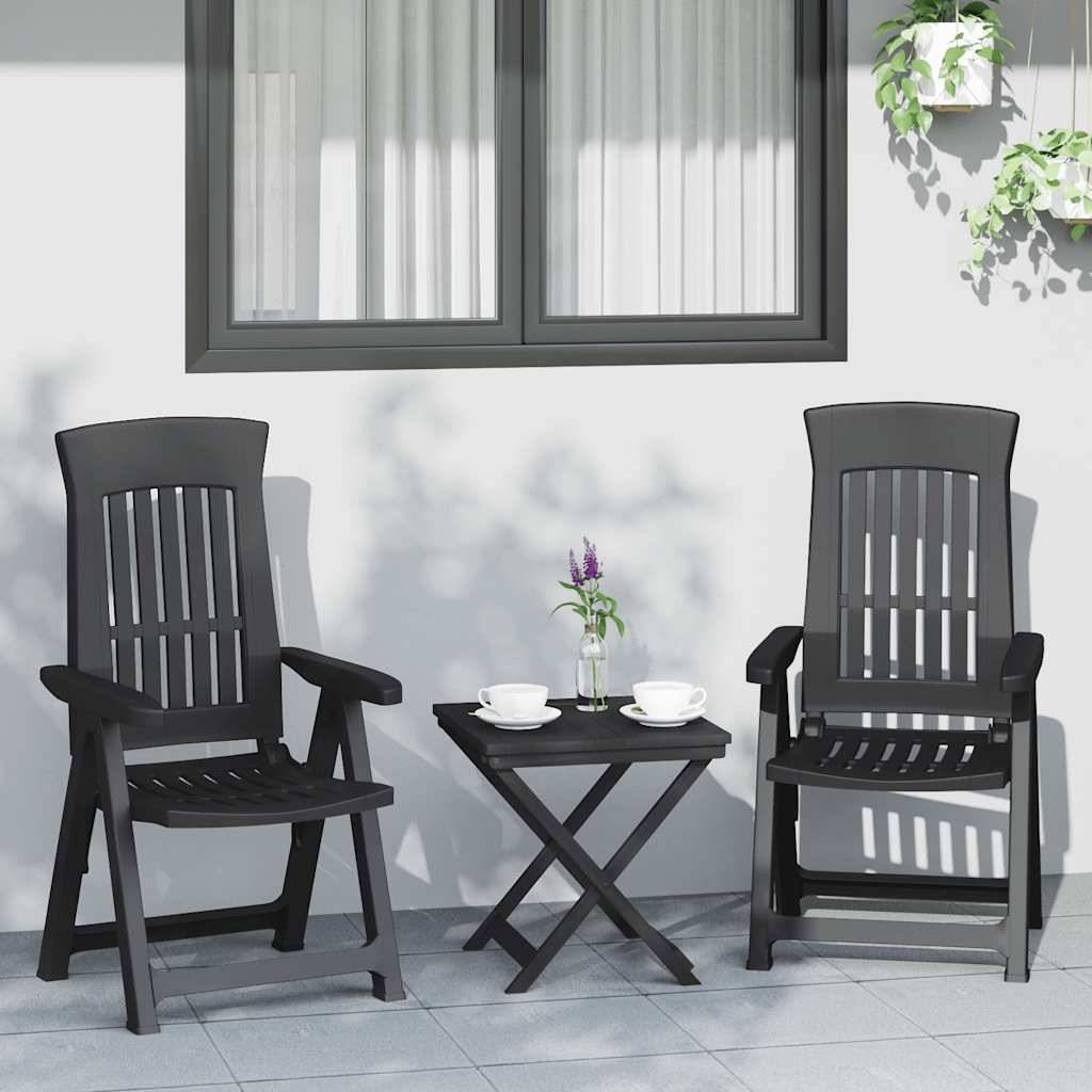 vidaXL Gartenstühle 2 Stk. Verstellbar Anthrazit PP
