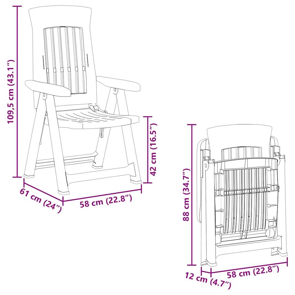 vidaXL Gartenstühle 2 Stk. Verstellbar Anthrazit PP