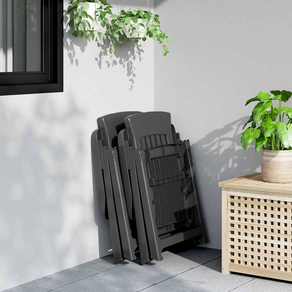 vidaXL Gartenstühle 2 Stk. Verstellbar Anthrazit PP