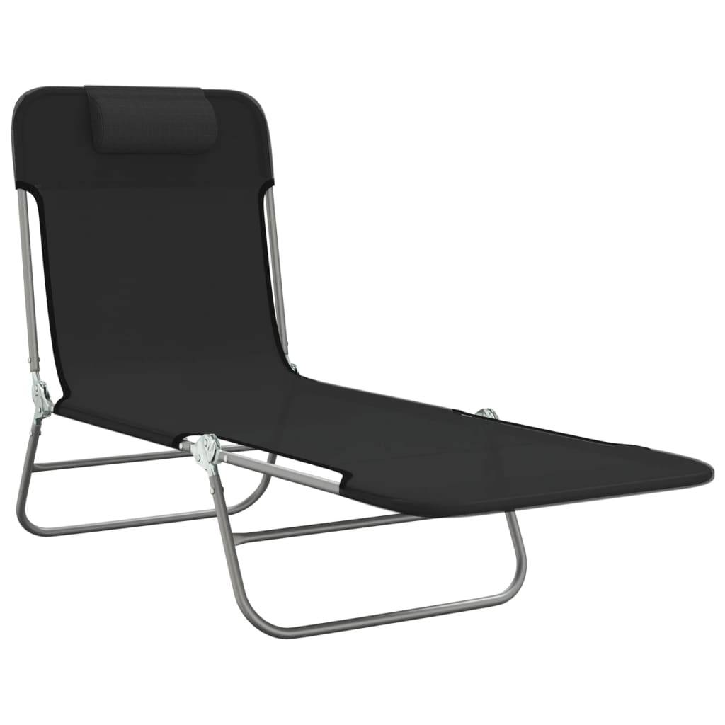 vidaXL Sonnenliegen Klappbar 2 Stk. Schwarz Textilene und Stahl