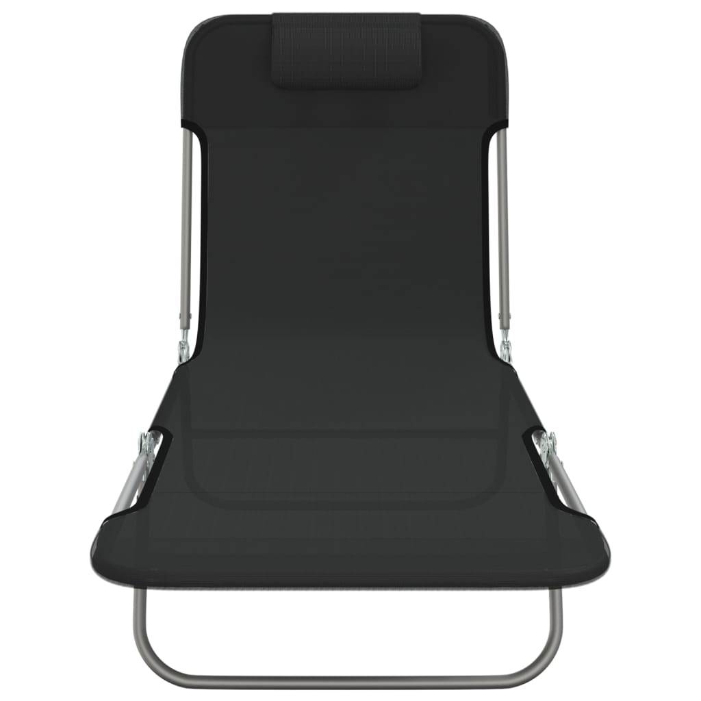 vidaXL Sonnenliegen Klappbar 2 Stk. Schwarz Textilene und Stahl