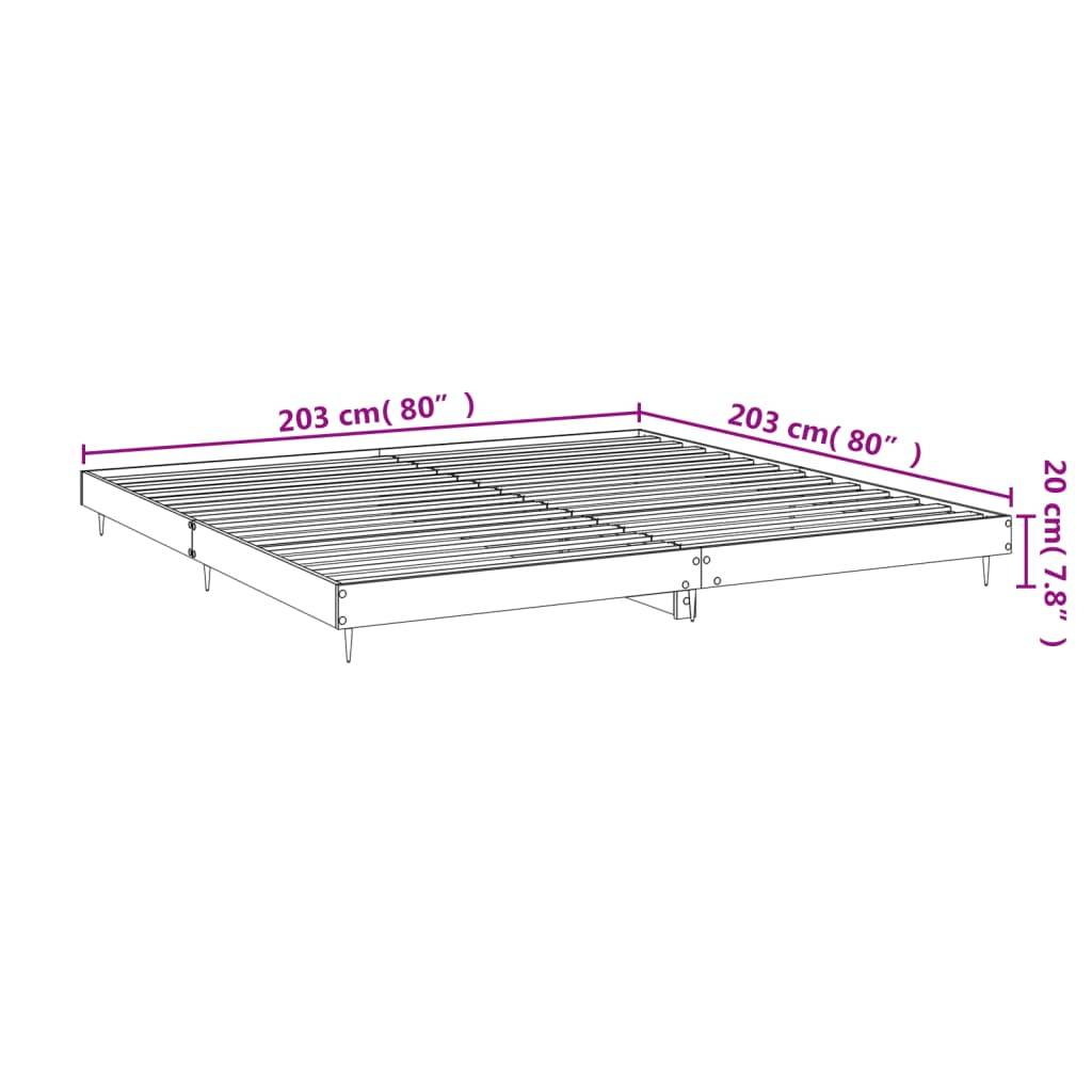 vidaXL Bettgestell ohne Matratze Räuchereiche 200x200 cm Holzwerkstoff