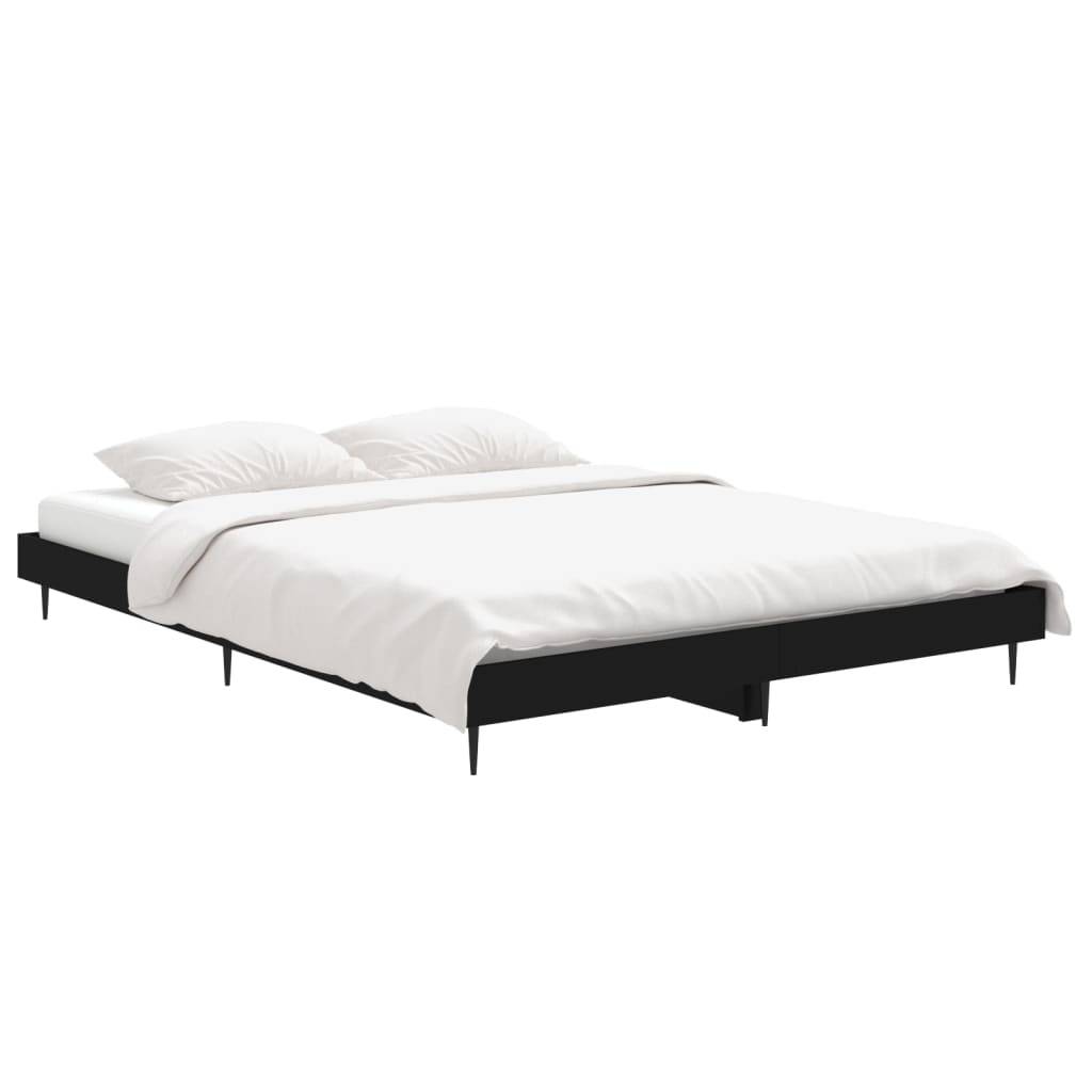 vidaXL Bettgestell Schwarz 135x190 cm Holzwerkstoff