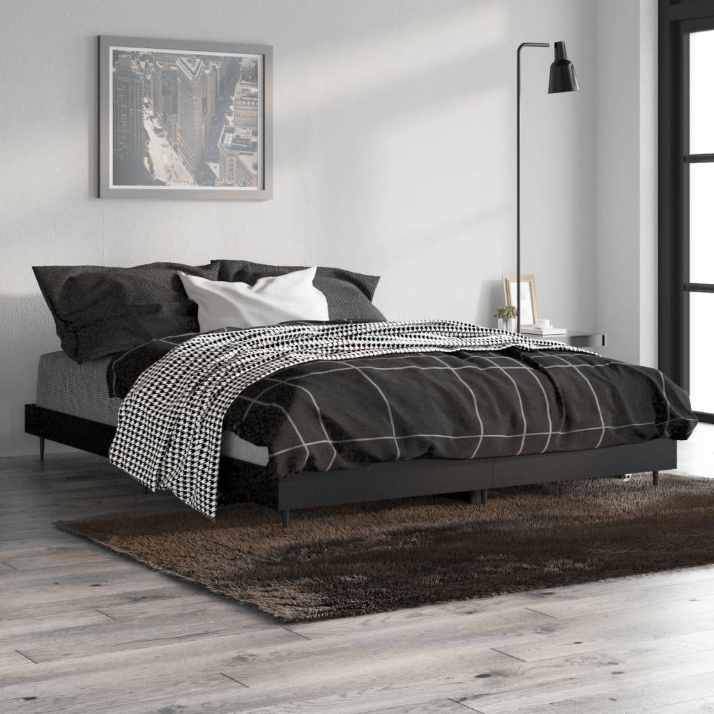 vidaXL Bettgestell Schwarz 135x190 cm Holzwerkstoff