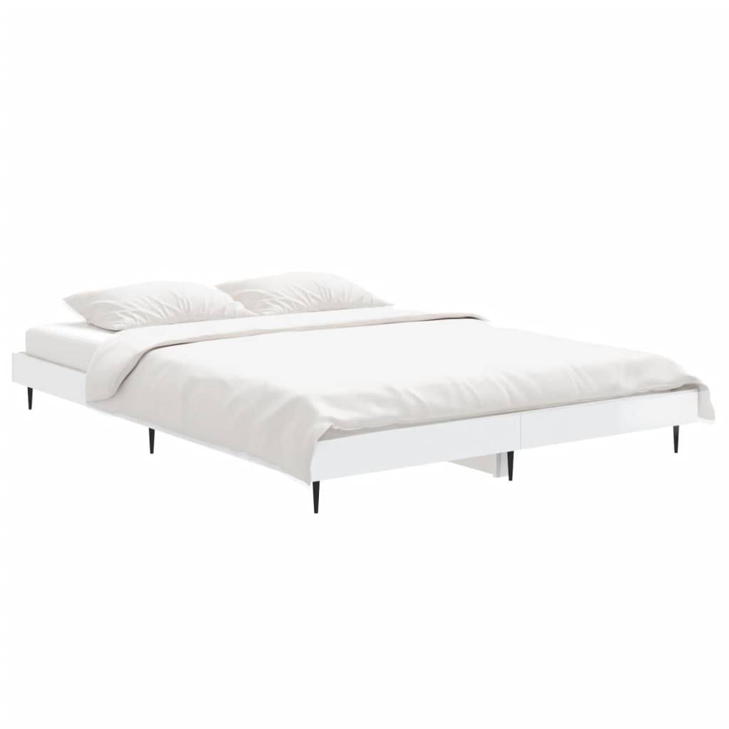 vidaXL Bettgestell Hochglanz-Weiß 135x190 cm Holzwerkstoff