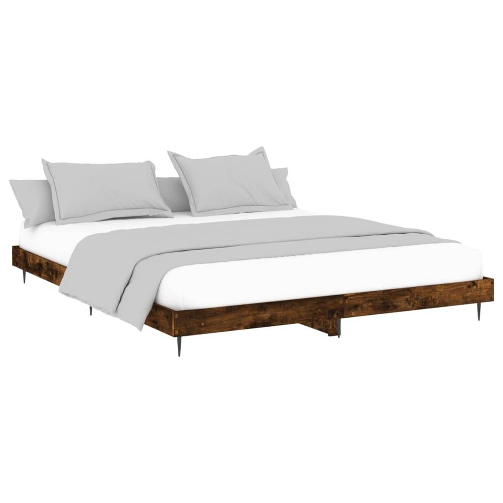 vidaXL Bettgestell ohne Matratze Räuchereiche 200x200 cm Holzwerkstoff