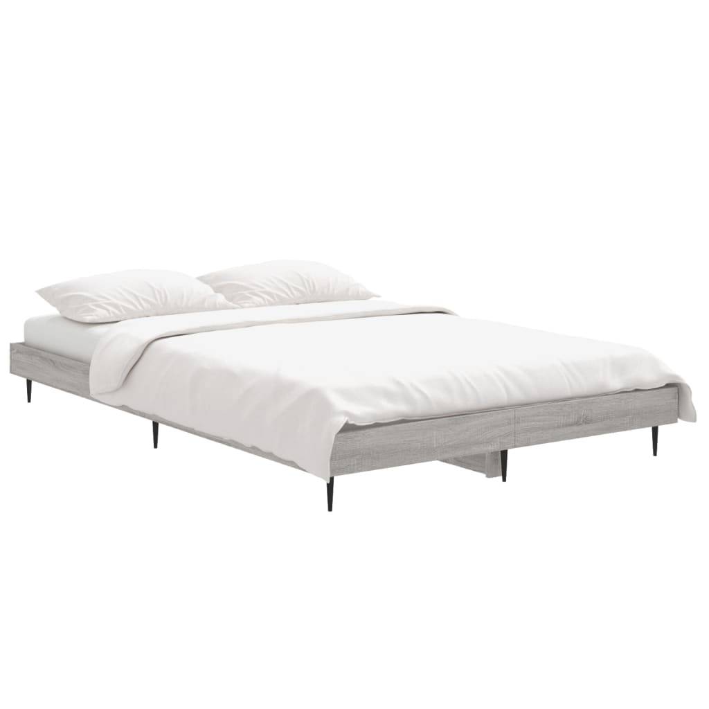 vidaXL Bettgestell Grau Sonoma 120x190 cm Holzwerkstoff