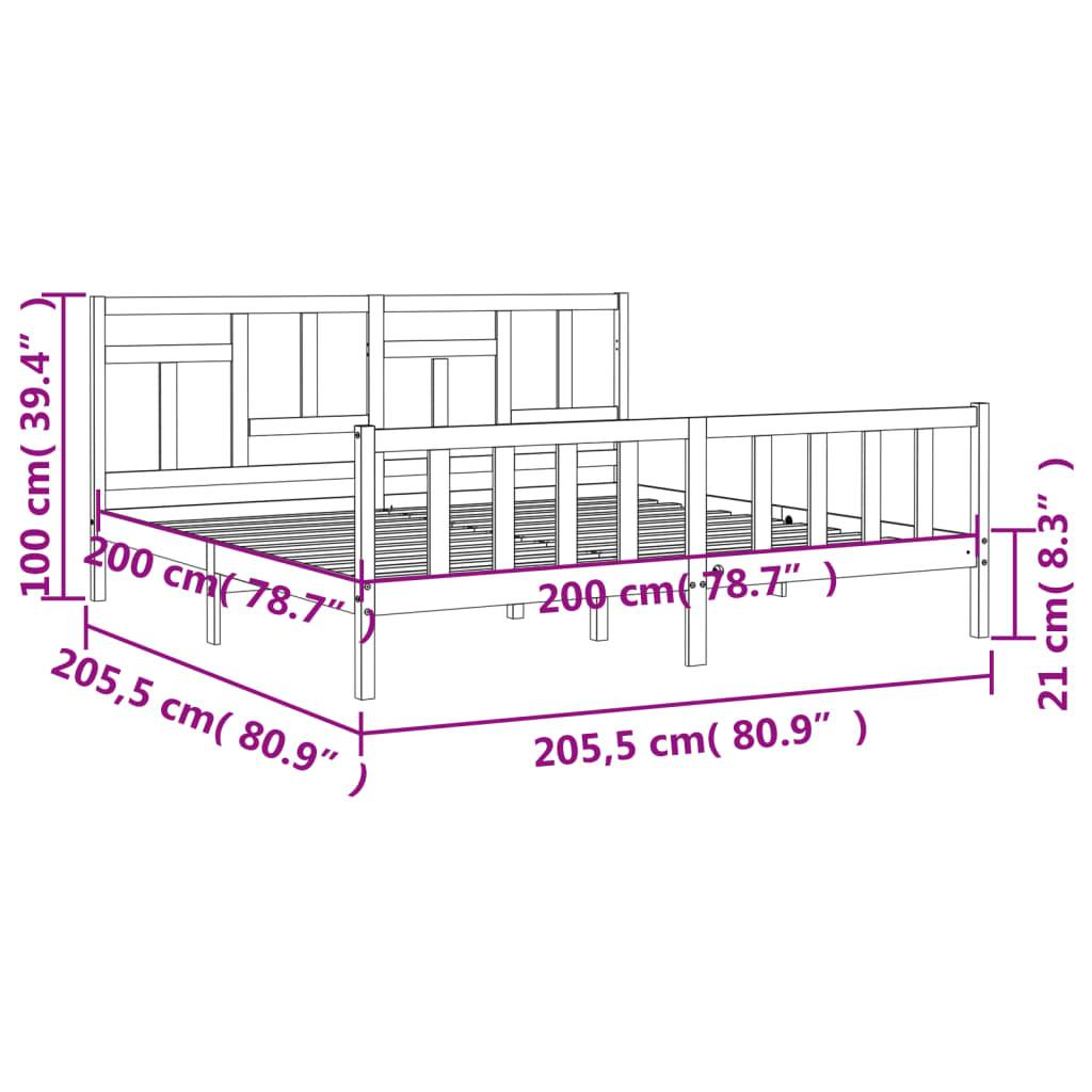 vidaXL Massivholzbett mit Kopfteil Grau 200x200 cm