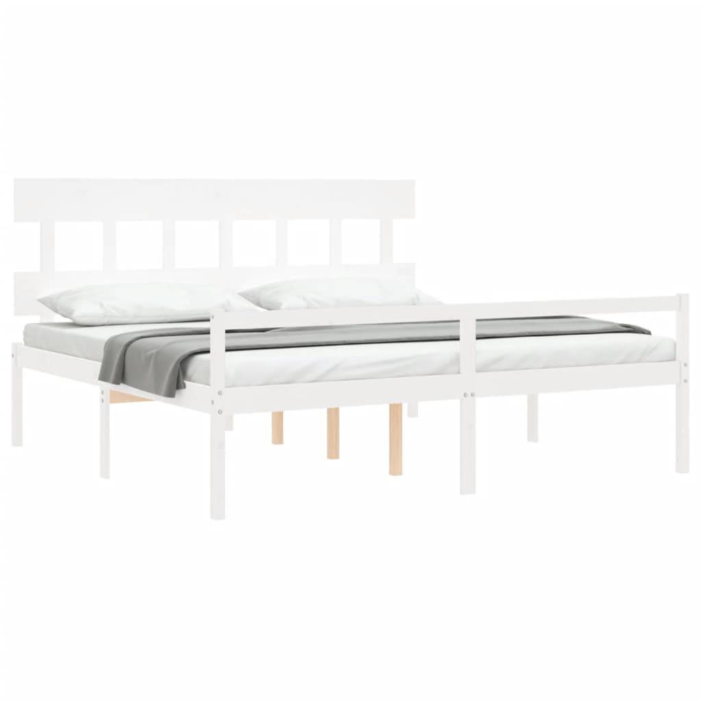 vidaXL Seniorenbett mit Kopfteil 200x200 cm Weiß Massivholz